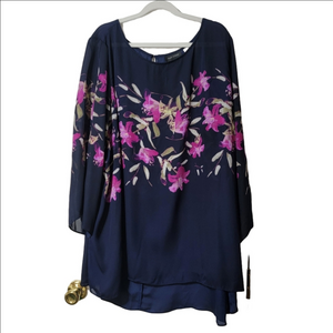 MARK ZUNINO sheer floral tunic Gorgeous!! 3X